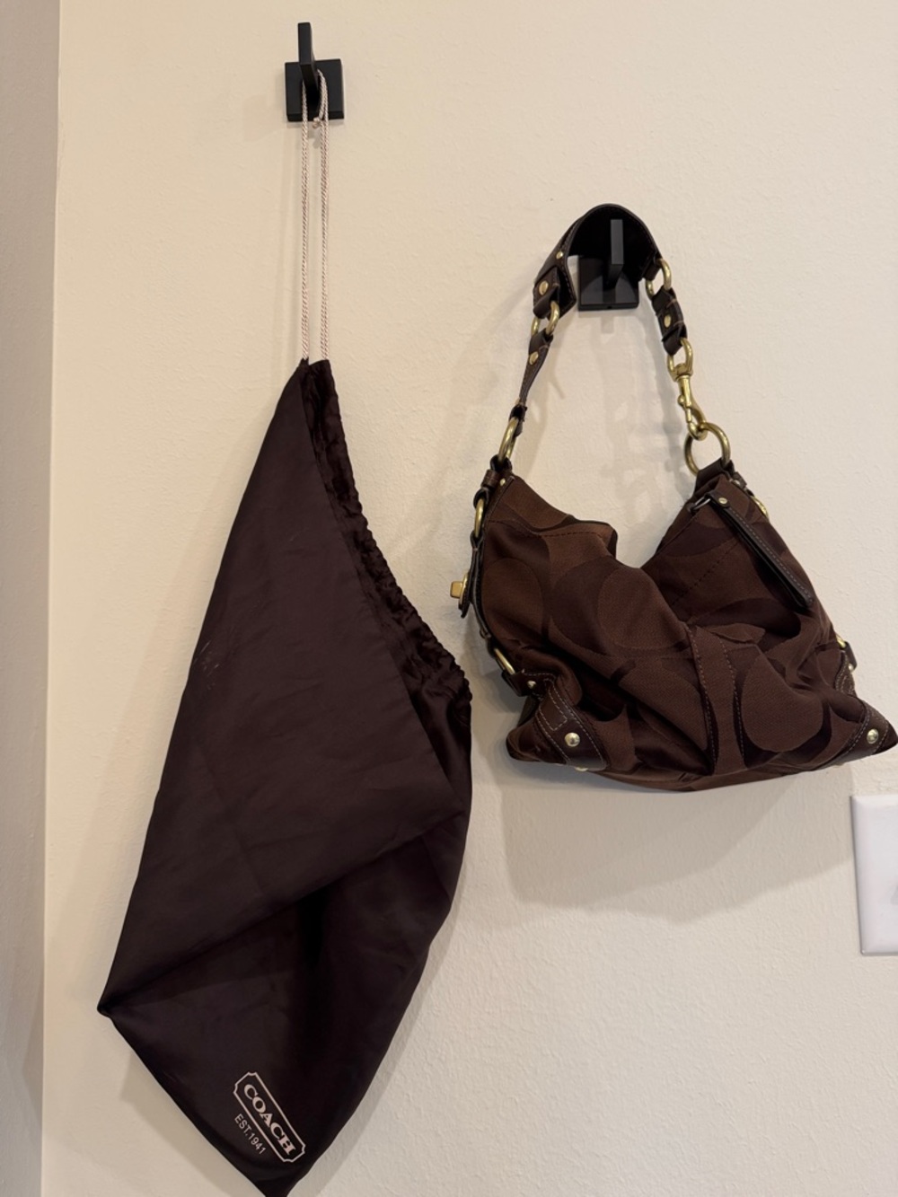 Coach Brown Signature Hobo Shoulder Bag